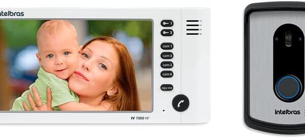 Intelbras Vídeo Porteiro IV 7010 HF Branco: segurança com chamada remota, 4 vídeos e abertura de 2 fechaduras.