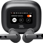JBL Live Beam 3 com cancelamento de ruído e tela touch: som imersivo, chamadas claras e bateria de longa duração.