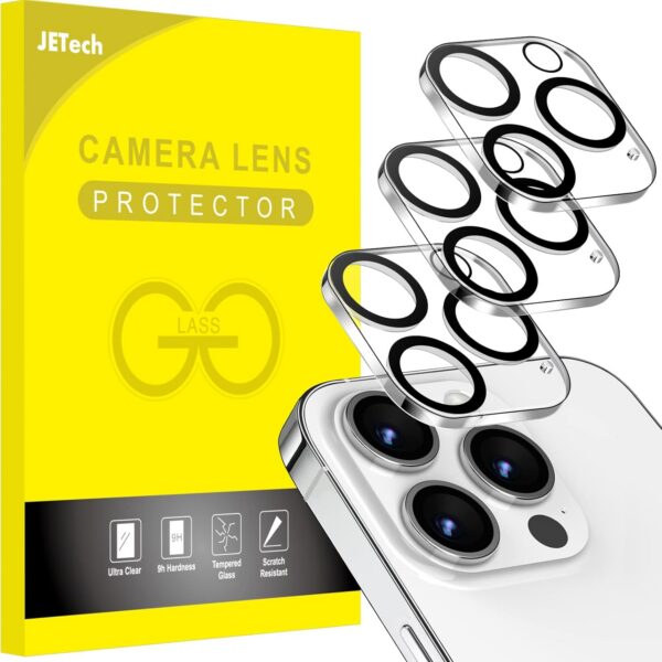 JETech Protetor de Lente para iPhone 14 Pro/Pro Max: vidro 9H HD, proteção contra riscos e instalação fácil.