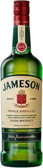 Jameson Whiskey Irlandês 750 ml: sabor suave e equilibrado, ideal para drinks ou puro.