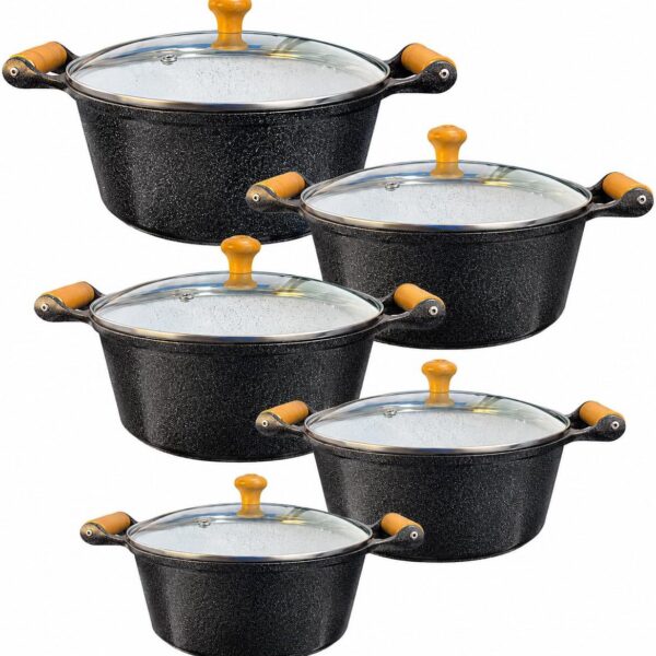 Jogo 5 Panelas Cerâmica Antiaderente: durabilidade, limpeza fácil e acabamento premium para sua cozinha.