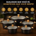 Jogo 5 Panelas Cerâmica Antiaderente: durabilidade, limpeza fácil e acabamento premium para sua cozinha. - Imagem 2