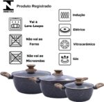 Jogo Panelas Caçarolas Indução 3 Peças: antiaderente cerâmica, fundo de indução e alta durabilidade para sua cozinha. - Imagem 2