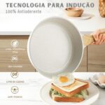 Jogo de 5 Panelas em Cerâmica Creme: antiaderente, elegante e versátil para indução, gás e elétrico. - Imagem 2