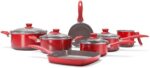 Jogo de Panelas 7 Peças Ceramic Life Easy Vermelha: antiaderente cerâmico, saudável, bonito e com menos óleo.