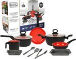 Jogo de Panelas Black+Decker 10 Peças Ceramic Line com revestimento cerâmico antiaderente e compatível com indução.