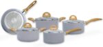 Jogo de Panelas Brinox Ceramic Life 5 Peças Smart Plus: antiaderente cerâmico, fundo de indução e fácil limpeza para cozinhar com mais praticidade.