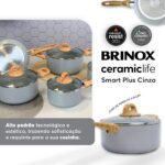 Jogo de Panelas Brinox Ceramic Life 5 Peças Smart Plus: antiaderente cerâmico, fundo de indução e fácil limpeza para cozinhar com mais praticidade. - Imagem 2