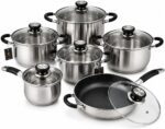Jogo de Panelas Inox 12 Peças com fundo triplo e indução: mais durabilidade, aquecimento uniforme e praticidade premium para sua cozinha.