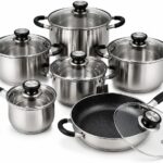 Jogo de Panelas Inox 12 Peças com fundo triplo e indução: mais durabilidade, aquecimento uniforme e praticidade premium para sua cozinha.