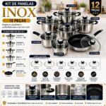 Jogo de Panelas Inox 12 Peças com fundo triplo e indução: mais durabilidade, aquecimento uniforme e praticidade premium para sua cozinha. - Imagem 2