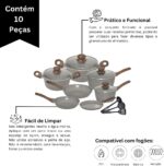 Jogo de Panelas Mimo Style 10 Peças com revestimento cerâmico, base tripla e compatível com indução. - Imagem 2