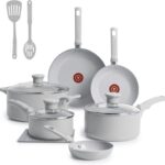 Jogo de Panelas Tefal Refresh Ceramic 6 Peças: revestimento cerâmico, cozimento saudável e fácil limpeza.