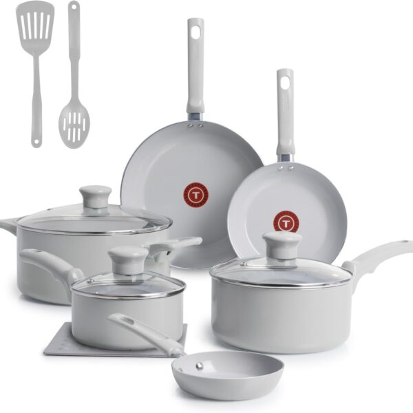 Jogo de Panelas Tefal Refresh Ceramic 6 Peças: revestimento cerâmico, cozimento saudável e fácil limpeza.