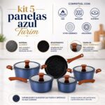 Jogo de Panelas Turim 5 Peças antiaderente cerâmico: compatível com indução, fácil de limpar e ideal para sua cozinha. - Imagem 2
