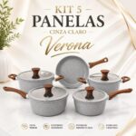 Jogo de Panelas Verona 5 Peças: antiaderente cerâmico, compatível com indução e fácil de limpar para sua cozinha.