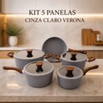 Jogo de Panelas Verona 5 Peças: antiaderente cerâmico, compatível com indução e fácil de limpar para sua cozinha. - Imagem 2