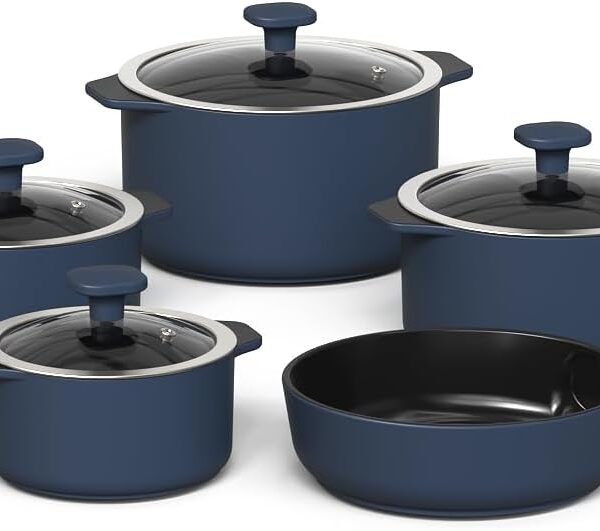 Jogo de Panelas de Cerâmica Slim Índigo Ceraflame: saúde, resistência térmica e versatilidade para sua cozinha.