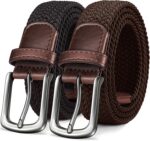 KEMISANT Cinto masculino elástico trançado 2 unidades, confortável e ajustável para jeans, golfe, trabalho e presente.