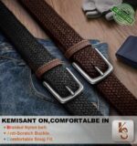 KEMISANT Cinto masculino elástico trançado 2 unidades, confortável e ajustável para jeans, golfe, trabalho e presente. - Imagem 2