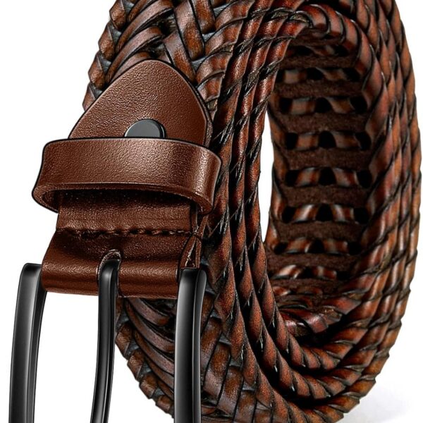 KEMISANT Cinto masculino trançado 3,5 cm: conforto, ajuste fácil e estilo casual para jeans e golf.