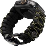 KORDIZ Survivor Pro: pulseira Paracord premium para Apple Watch, com manilha ajustável em aço inoxidável e alta segurança.