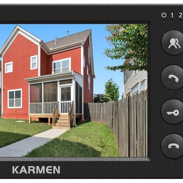 Karmen vídeo porteiro com fio 7 polegadas: segurança e controle de acesso para sua casa, kit completo com 1 monitor e 2 campainhas externas