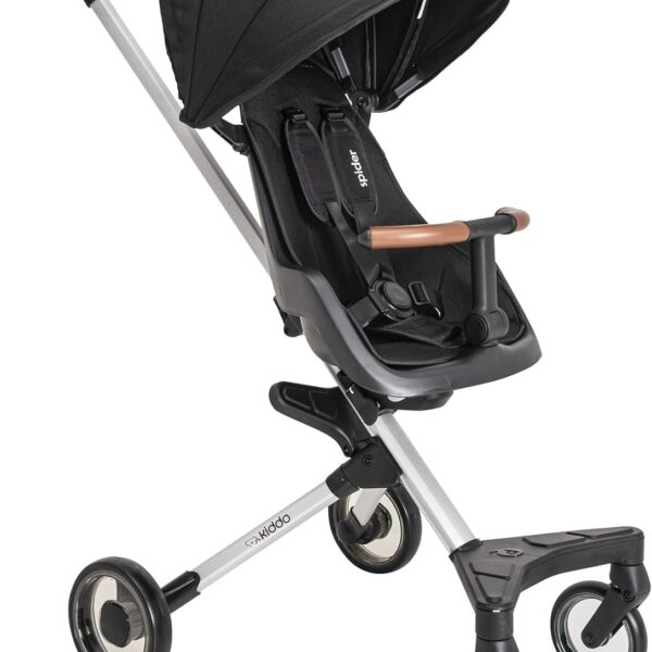 Kiddo Carrinho de bebê Spider Preto: carrinho de passeio prático para o dia a dia com mais conforto e mobilidade