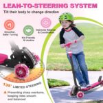 Kids Kick Scooter LED 3 rodas ajustável para crianças, dobrável e antiderrapante, ideal para diversão e segurança. - Imagem 2