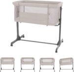 Kikkaboo Berço Noah bege: ajustável, anti-refluxo, com rodas e abertura lateral para mais praticidade e conforto. - Imagem 2