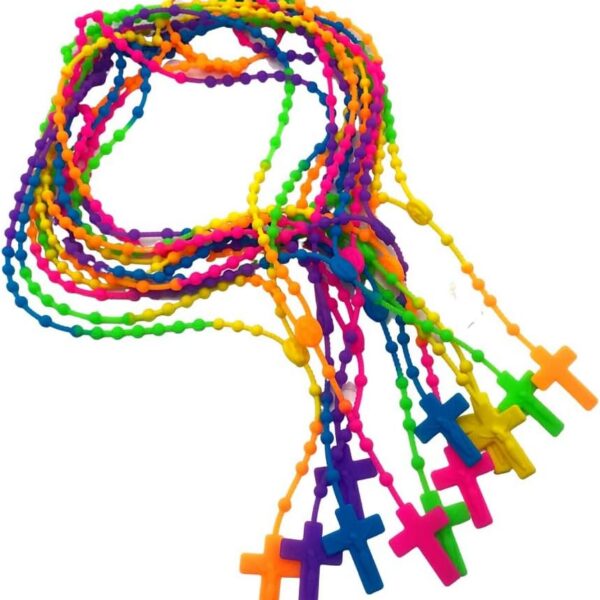 Kit 12 Terços Católicos de Plástico Colorido com praticidade e ótimo custo-benefício para sua compra religiosa