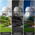 Kit 2 Câmeras de Segurança Wi‑Fi Externa 360° Full HD: monitoramento no celular, visão noturna e proteção total para sua casa. - Imagem 2