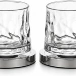 Kit 2 Copos de Whisky Giratório 170ml com Base Cromada: design premium, rotação suave e elegância para whisky, drinks e presentes sofisticados.