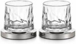 Kit 2 Copos de Whisky Giratório 170ml com Base Cromada: design premium, rotação suave e elegância para whisky, drinks e presentes sofisticados.