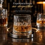 Kit 2 Copos de Whisky Giratório 170ml com Base Cromada: design premium, rotação suave e elegância para whisky, drinks e presentes sofisticados. - Imagem 2