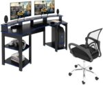 Kit 2 Peças com Mesa Gamer ME4167 e Cadeira Mesh Preto/Azul: conforto e praticidade para seu setup gamer e escritório - Imagem 2