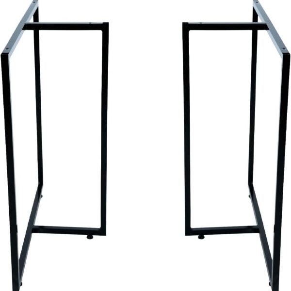 Kit 2 Pés de Mesa Dynamica T em aço preto, reforçado para home office e jantar, ideal para MDF, vidro e madeira maciça