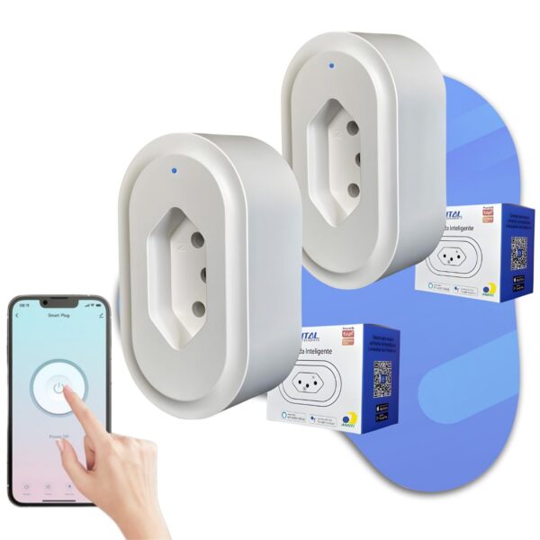 Kit 2 Tomadas Inteligente WiFi NovaDigital: automação prática, controle remoto e compatibilidade com Google Home e Alexa
