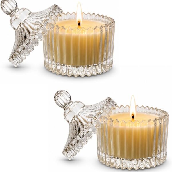 Kit 2 Velas Aromáticas em Vidro: fragrância sofisticada, design elegante e presente perfeito para sua casa.