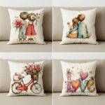 Kit 4 Capas de Almofada Love 45x45 em Microfibra Premium com Zíper: decoração romântica e prática para quarto, sala e presente.