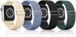 Kit 4 Pulseiras Nylon Elástico para Apple Watch: conforto, ajuste preciso e cores premium para o dia a dia.