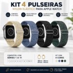 Kit 4 Pulseiras Nylon Elástico para Apple Watch: conforto, ajuste preciso e cores premium para o dia a dia. - Imagem 2