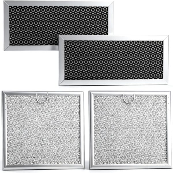 Kit 4 filtros de gordura e carvão para micro-ondas Samsung ME19R7041FS: remove odores e gordura com fácil instalação