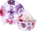 Kit Café da Manhã Mãe Florence: caneca, bowl e prato em cerâmica resistente para refeições práticas, charmosas e especiais.