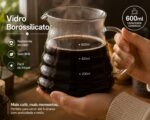 Kit Cafeteira Vidro 600ml V60 em Vidro Borossilicato – Suporte com Filtro + Jarra de Vidro + 40 Filtros de Papel + Colher Dosadora – Café Coado Especial Gourmet artesanal premium - Imagem 2