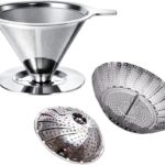 Kit Cesto Cozedor a Vapor Inox + Infusor Reutilizável: mais saúde, praticidade e sabor na cozinha.