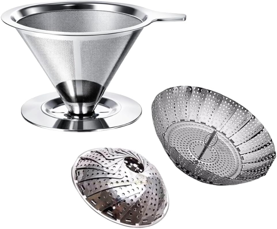 Kit Cesto Cozedor a Vapor Inox + Infusor Reutilizável: mais Kit Cesto Cozedor a Vapor Inox + Infusor Reutilizável: mais saúde, praticidade e sabor na cozinha.
