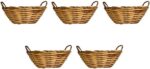 Kit Com 5 Galetos Pãozeira de Bambu com Alça: ideal para servir pães com charme, praticidade e estilo artesanal.
