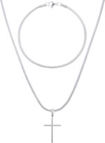 Kit Corrente Rabo Rato com Cruz e Pulseira em Aço Inox 316: presente masculino elegante e resistente.