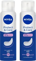 Kit Desodorante Aerossol NIVEA Protect & Care 150ML, 2 unidades: 48h de proteção e cuidado para sua rotina diária